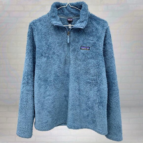 Patagonia Fleece Quarter Zip Pullover Jacket Blue Sherpa Size Ladies Medium - Picture 1 of 6